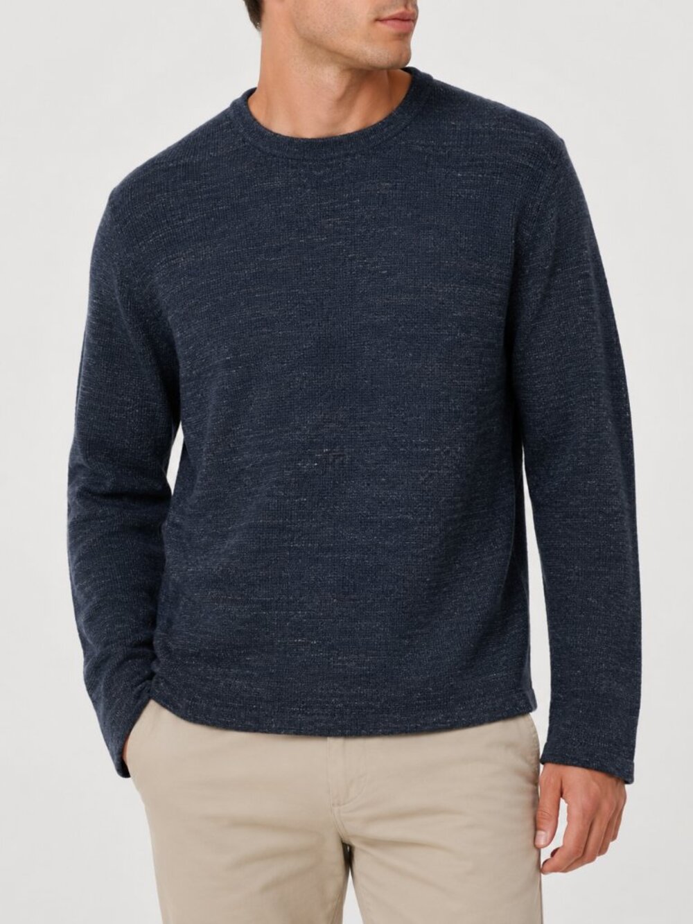 Michael Kors Navy Cotton Wool Crew Neck Knit Sweater Men's Size L